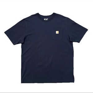 Carhartt K87 Shirt Mens XL Tall Navy Blue Loose Fit Heavyweight Pocket Workwear